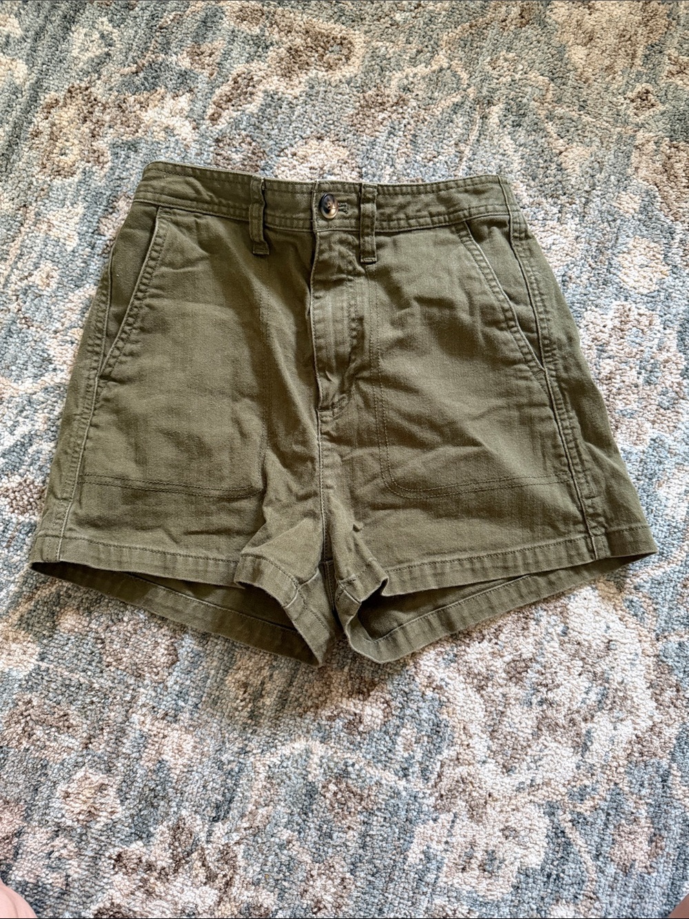 Madewell Olive Green High-Rise Utility Shorts